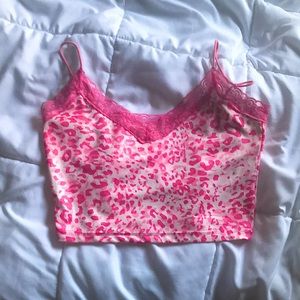 Size Small Pink Lace Cheetah Print Tank